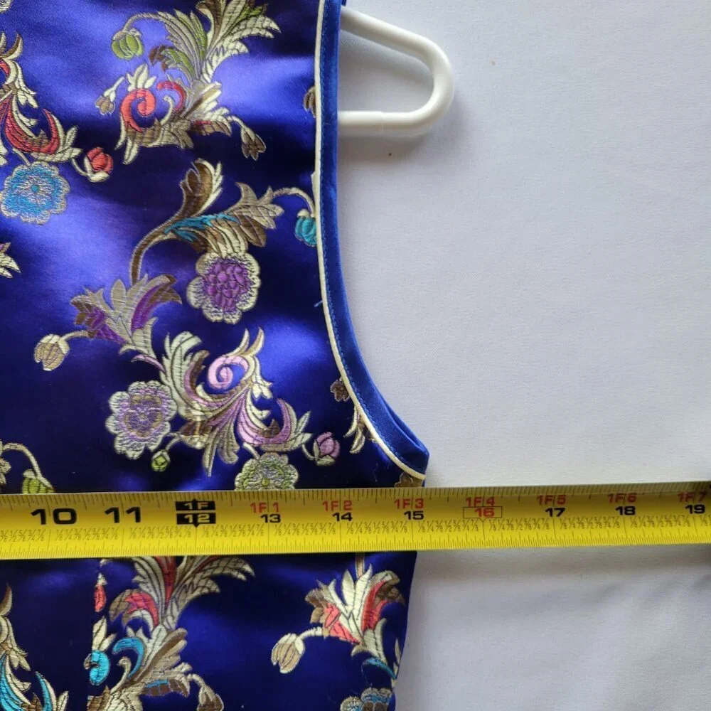 Tangyi Vintage Asian/Japanese Custom-made Floral Purple Dress (Size: S)